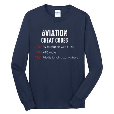 Aviation Cheat Codes Funny Shirts For Pilots And ATC Tall Long Sleeve T-Shirt