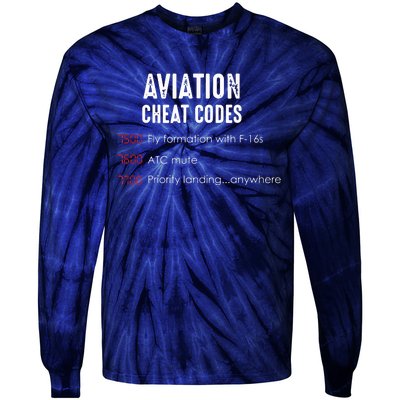 Aviation Cheat Codes Funny Shirts For Pilots And ATC Tie-Dye Long Sleeve Shirt