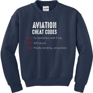 Aviation Cheat Codes Funny Shirts For Pilots And ATC Kids Sweatshirt