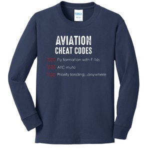 Aviation Cheat Codes Funny Shirts For Pilots And ATC Kids Long Sleeve Shirt