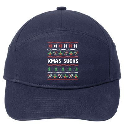 Anti Christmas Christmas Sucks Ugly Funny Gift 7-Panel Snapback Hat