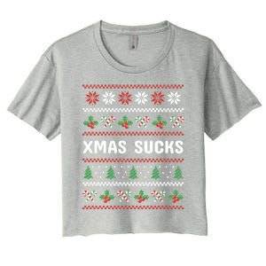 Anti Christmas Christmas Sucks Ugly Funny Gift Women's Crop Top Tee