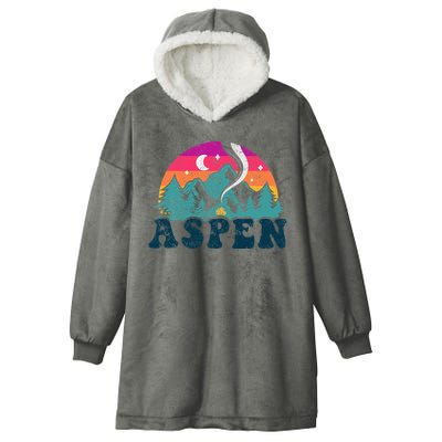 Aspen Colorado Co Mountain Skiing Vintage 80s Aspen Ski Hooded Wearable Blanket