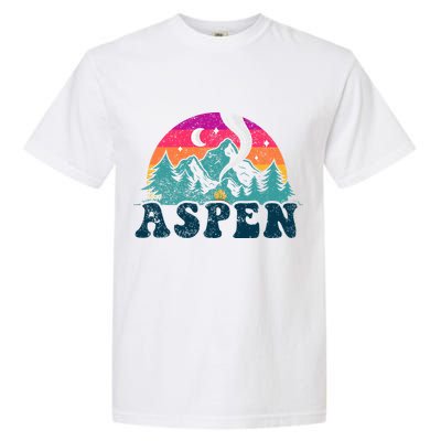 Aspen Colorado Co Mountain Skiing Vintage 80s Aspen Ski Garment-Dyed Heavyweight T-Shirt