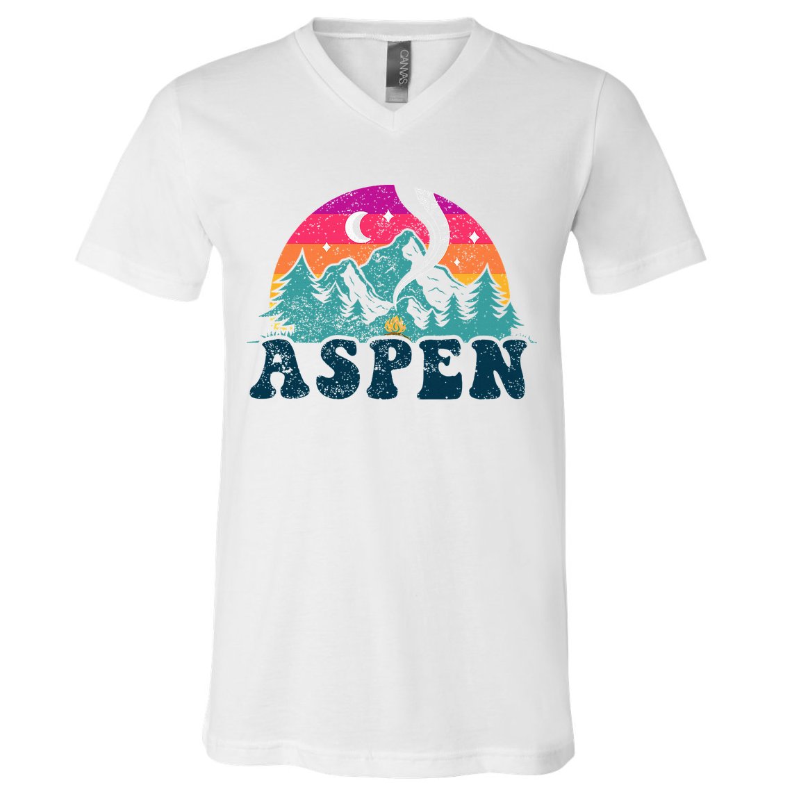 Aspen Colorado Co Mountain Skiing Vintage 80s Aspen Ski V-Neck T-Shirt