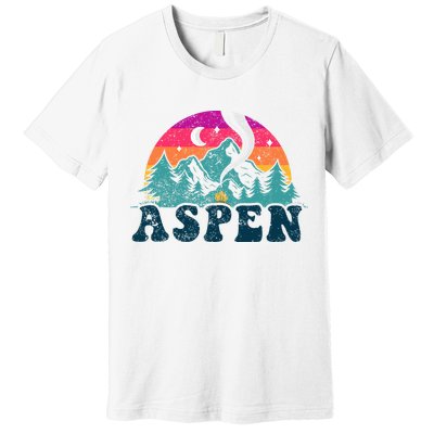 Aspen Colorado Co Mountain Skiing Vintage 80s Aspen Ski Premium T-Shirt