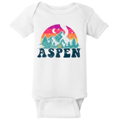 Aspen Colorado Co Mountain Skiing Vintage 80s Aspen Ski Baby Bodysuit
