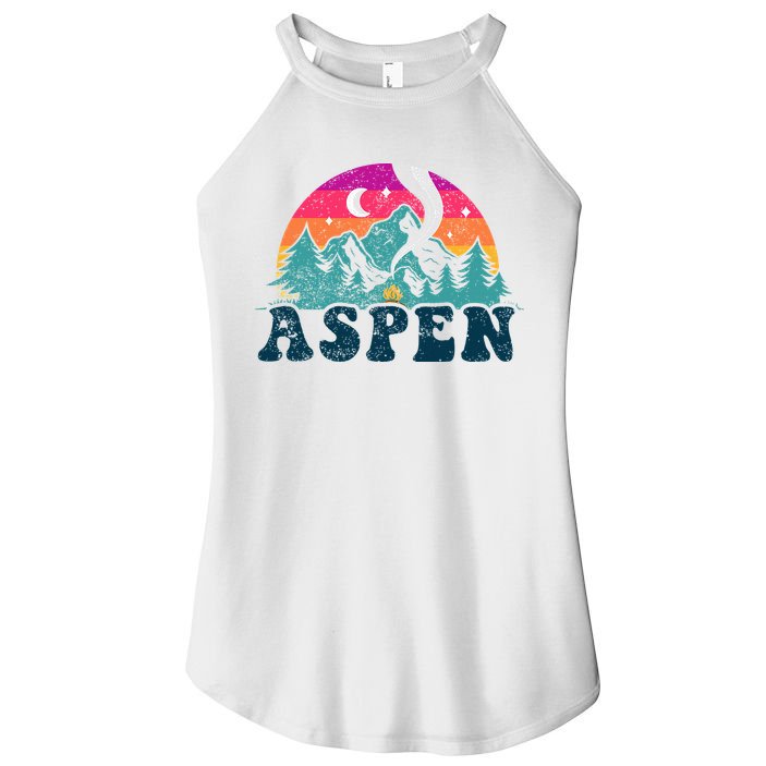 Aspen Colorado Co Mountain Skiing Vintage 80s Aspen Ski Women's Perfect Tri Rocker Tank