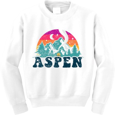 Aspen Colorado Co Mountain Skiing Vintage 80s Aspen Ski Kids Sweatshirt