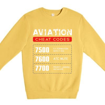 Aviation Cheat Codes Gift Aviation Gift Pilogift Meaningful Gift Premium Crewneck Sweatshirt