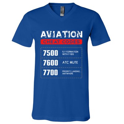 Aviation Cheat Codes Gift Aviation Gift Pilogift Meaningful Gift V-Neck T-Shirt