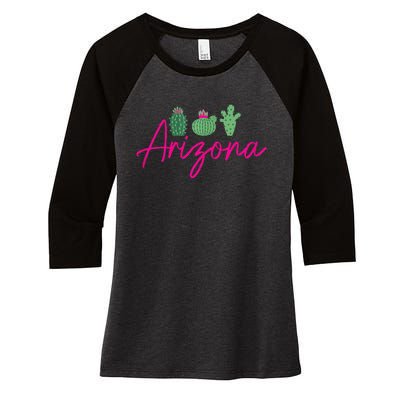 Arizona Cactus Cute Az Pride Women's Tri-Blend 3/4-Sleeve Raglan Shirt