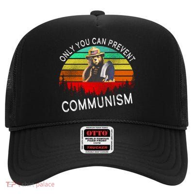 Anti Communism Capitalism Antisocialist Bear High Crown Mesh Back Trucker Hat
