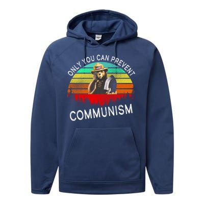 Anti Communism Capitalism Antisocialist Bear Performance Fleece Hoodie