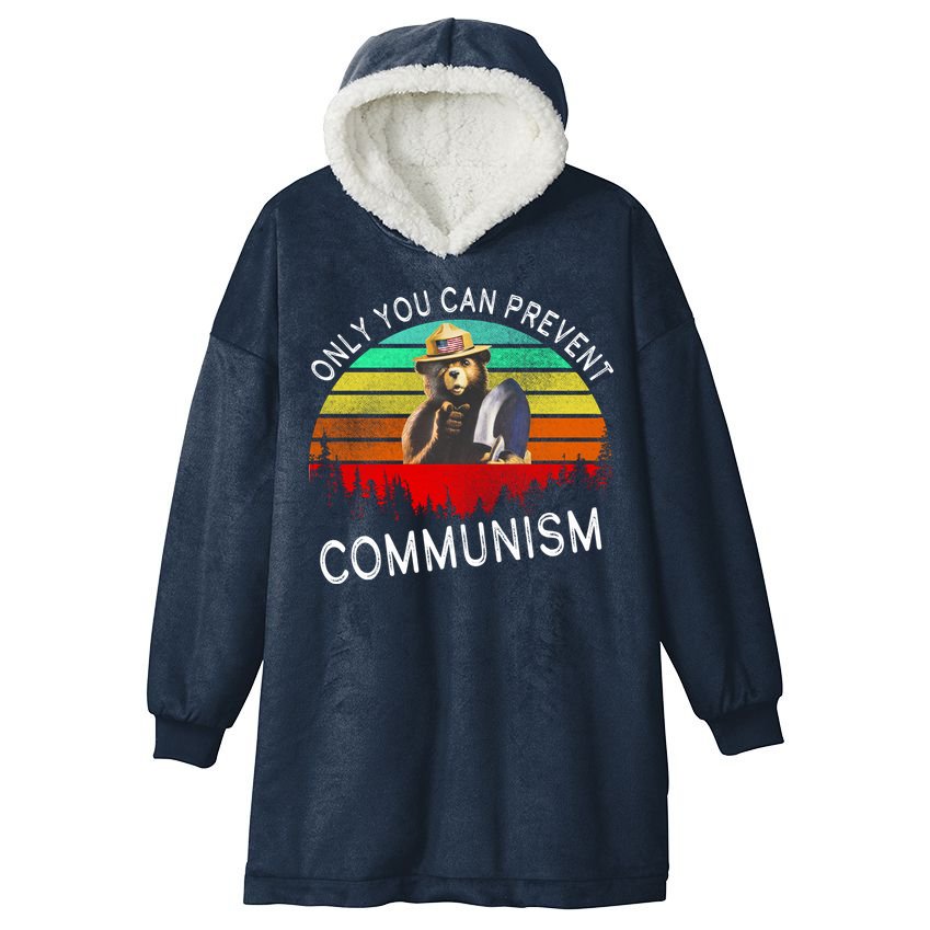 Anti Communism Capitalism Antisocialist Bear Hooded Wearable Blanket