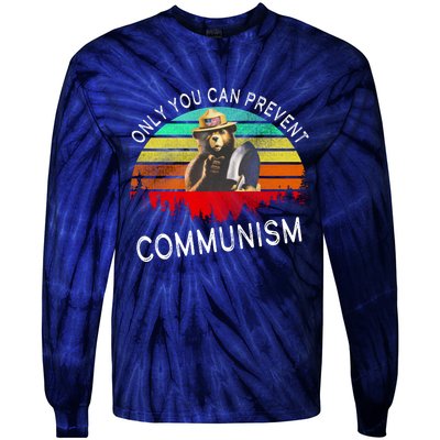 Anti Communism Capitalism Antisocialist Bear Tie-Dye Long Sleeve Shirt