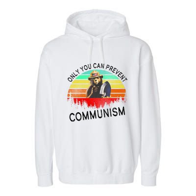 Anti Communism Capitalism Antisocialist Bear Garment-Dyed Fleece Hoodie