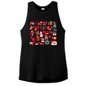 Advent Calendar Count Down Christmas Funny Matching Ladies PosiCharge Tri-Blend Wicking Tank