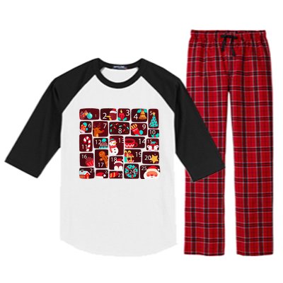 Advent Calendar Count Down Christmas Funny Matching Raglan Sleeve Pajama Set