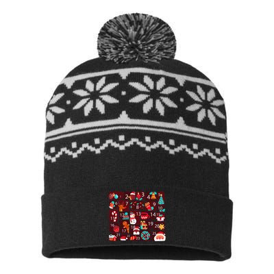 Advent Calendar Count Down Christmas Funny Matching USA-Made Snowflake Beanie