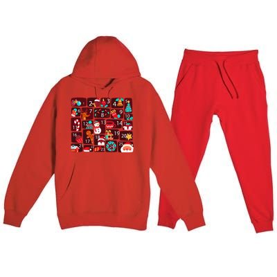 Advent Calendar Count Down Christmas Funny Matching Premium Hooded Sweatsuit Set