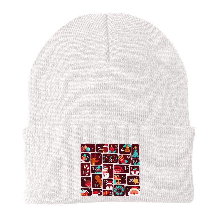 Advent Calendar Count Down Christmas Funny Matching Knit Cap Winter Beanie