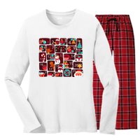 Advent Calendar Count Down Christmas Funny Matching Women's Long Sleeve Flannel Pajama Set 