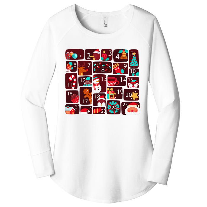 Advent Calendar Count Down Christmas Funny Matching Women's Perfect Tri Tunic Long Sleeve Shirt