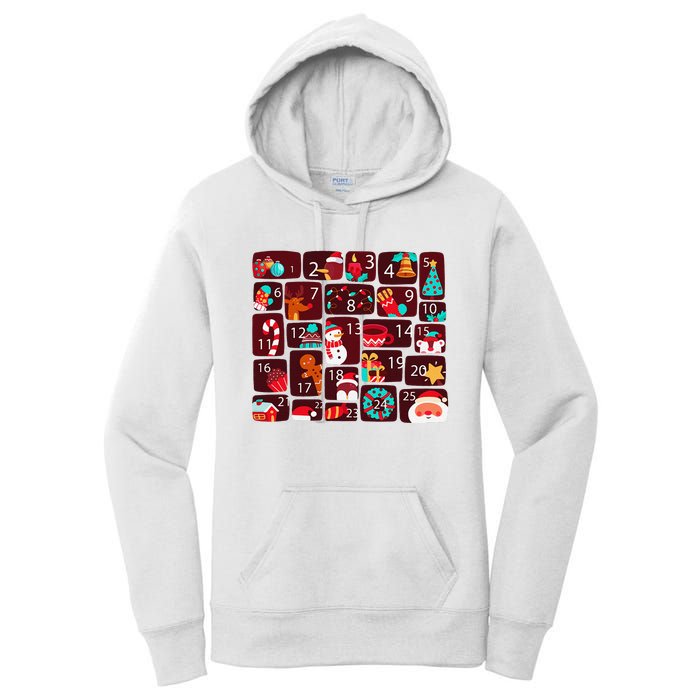 Advent Calendar Count Down Christmas Funny Matching Women's Pullover Hoodie