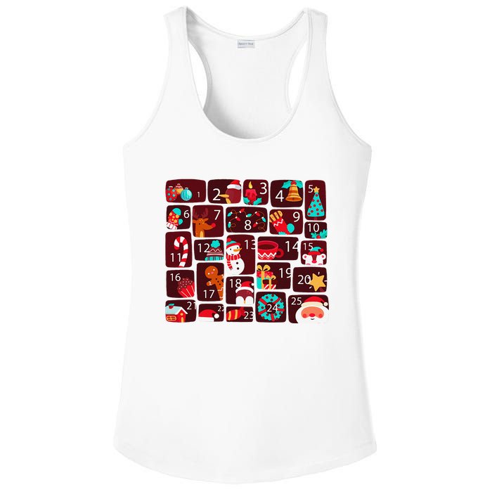 Advent Calendar Count Down Christmas Funny Matching Ladies PosiCharge Competitor Racerback Tank