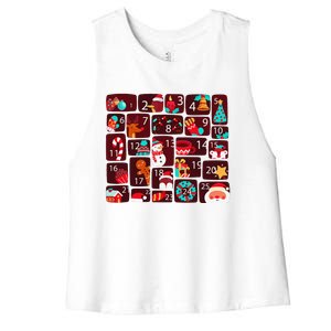 Advent Calendar Count Down Christmas Funny Matching Women's Racerback Cropped Tank