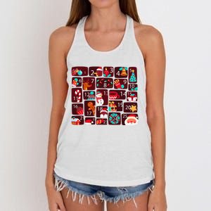 Advent Calendar Count Down Christmas Funny Matching Women's Knotted Racerback Tank