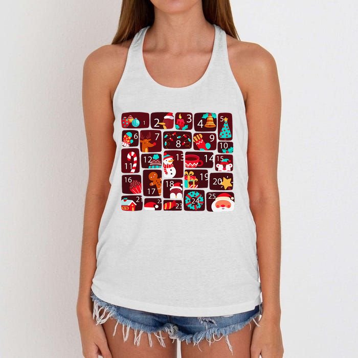 Advent Calendar Count Down Christmas Funny Matching Women's Knotted Racerback Tank