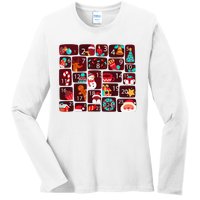 Advent Calendar Count Down Christmas Funny Matching Ladies Long Sleeve Shirt