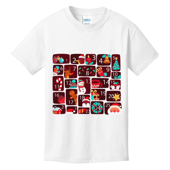 Advent Calendar Count Down Christmas Funny Matching Kids T-Shirt