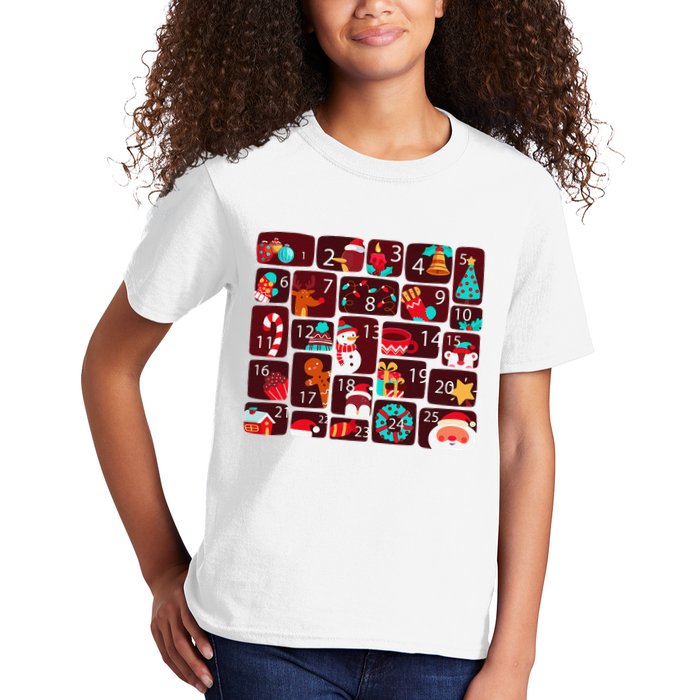 Advent Calendar Count Down Christmas Funny Matching Kids T-Shirt