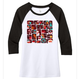 Advent Calendar Count Down Christmas Funny Matching Women's Tri-Blend 3/4-Sleeve Raglan Shirt