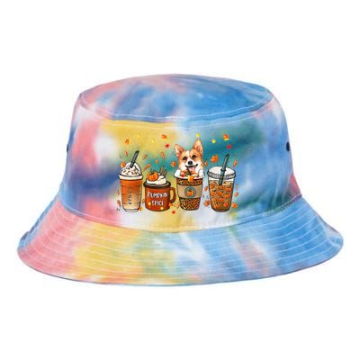 Autumn Corgi Coffee Mug with Pumpkin Spice Latte Tie Dye Newport Bucket Hat