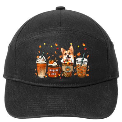 Autumn Corgi Coffee Mug with Pumpkin Spice Latte 7-Panel Snapback Hat