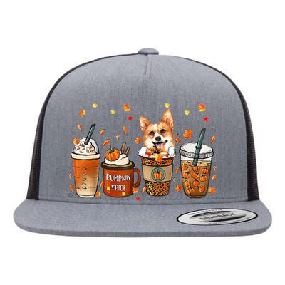 Autumn Corgi Coffee Mug with Pumpkin Spice Latte Flat Bill Trucker Hat