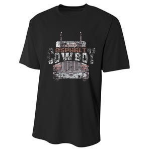 Asphalt Cowboy Cool Truck Driver Design Trucker Performance Sprint T-Shirt