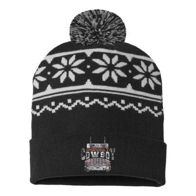 Asphalt Cowboy Cool Truck Driver Design Trucker USA-Made Snowflake Beanie