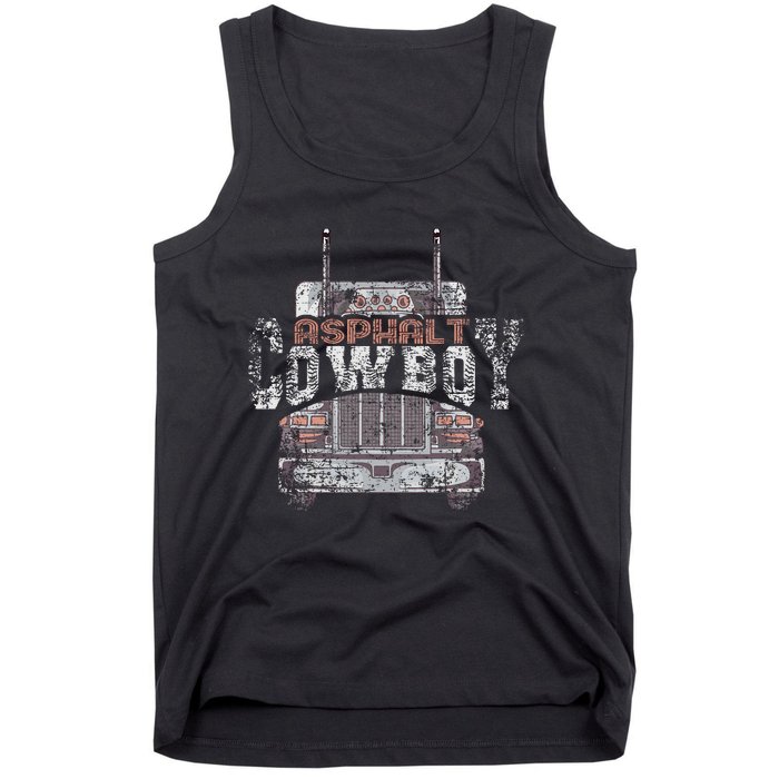 Asphalt Cowboy Cool Truck Driver Design Trucker Tank Top