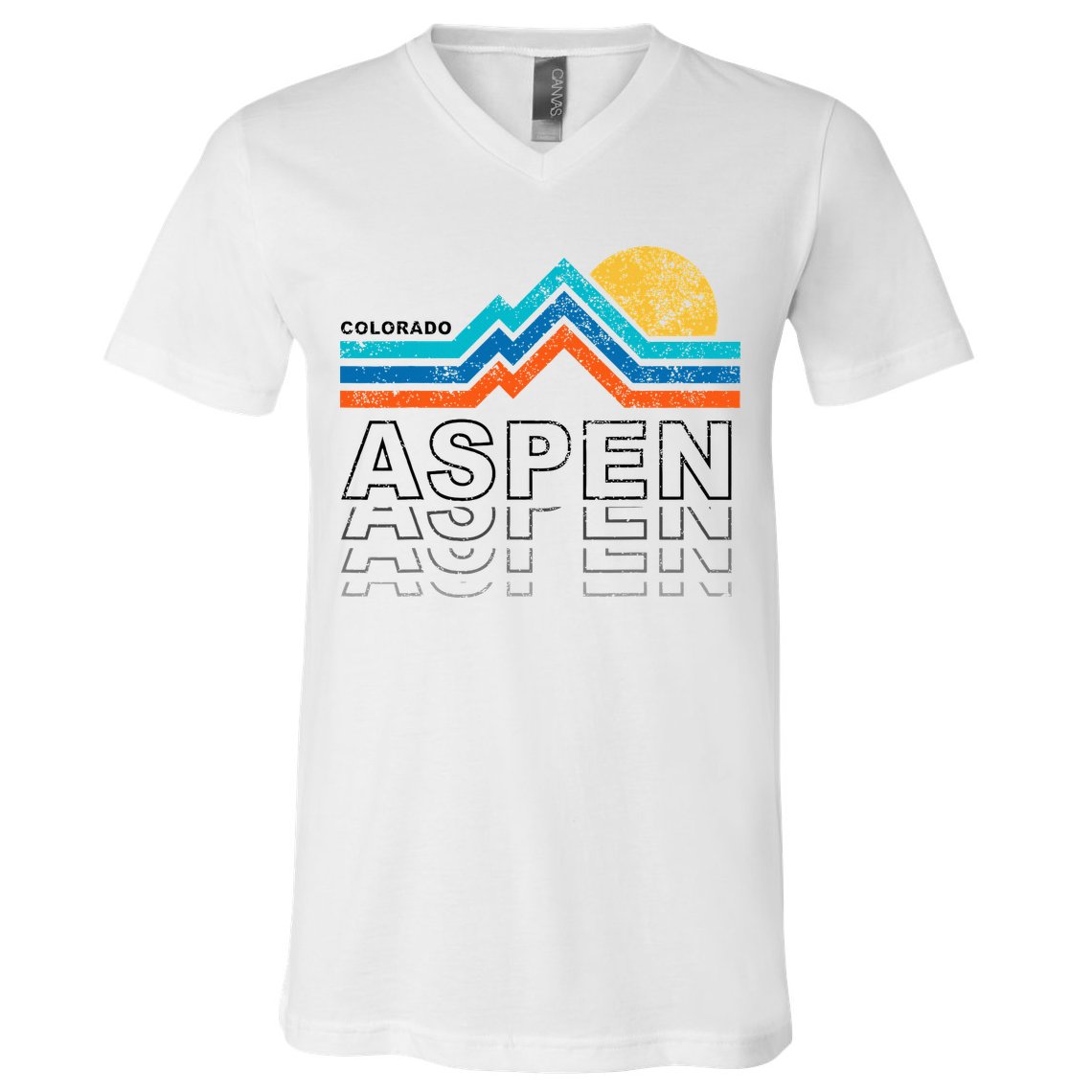 Aspen Colorado Co Mountain Skiing 80s Aspen Ski V-Neck T-Shirt