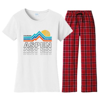 Aspen Colorado Co Mountain Skiing 80s Aspen Ski Women's Flannel Pajama Set