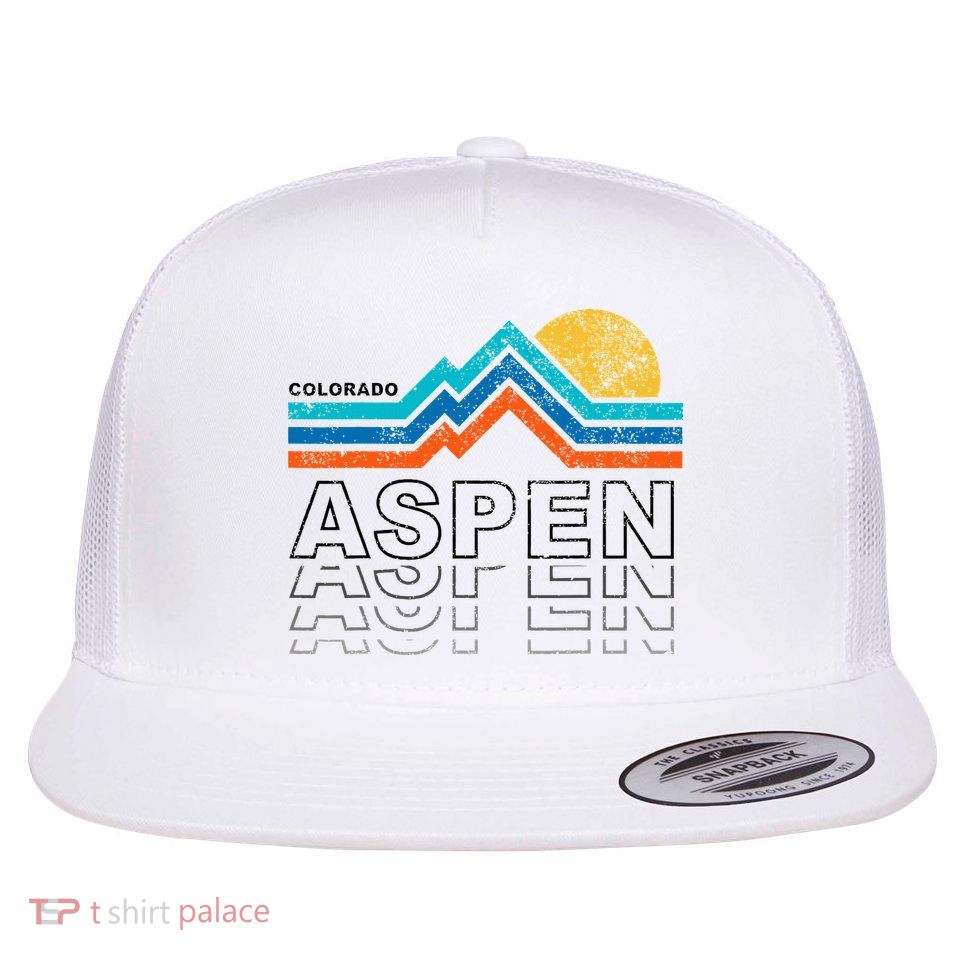 Aspen Colorado Co Mountain Skiing 80s Aspen Ski Flatbill Hat