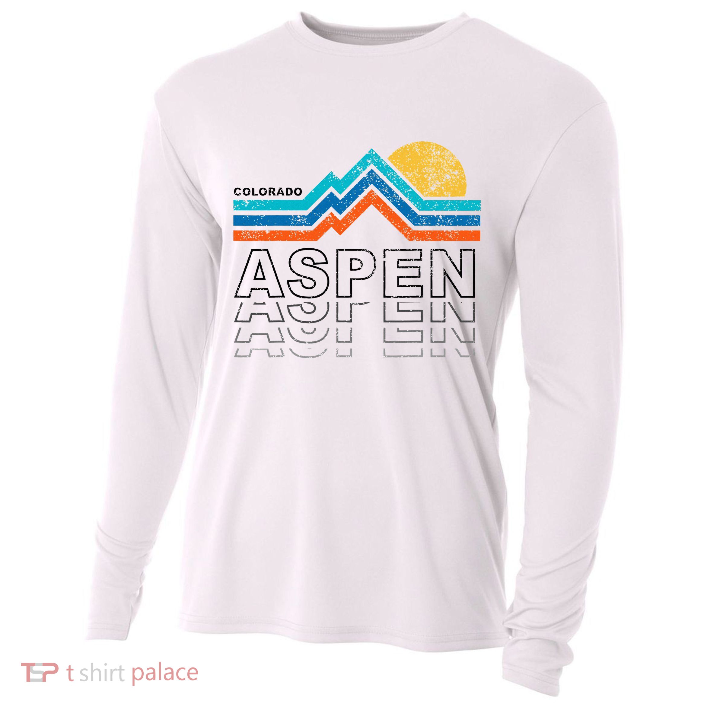 Aspen Colorado Co Mountain Skiing 80s Aspen Ski Cooling Performance Long Sleeve Crew