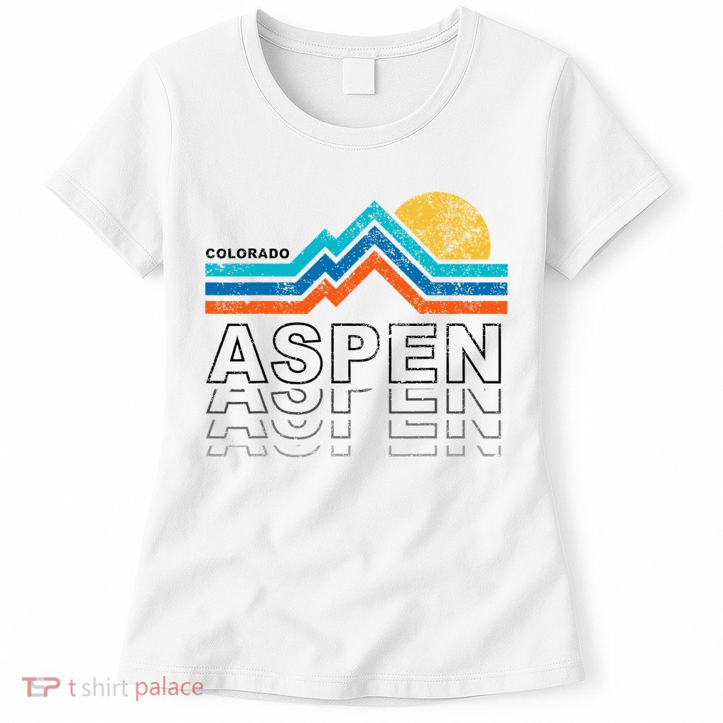 Aspen Colorado Co Mountain Skiing 80s Aspen Ski Womens T-Shirt