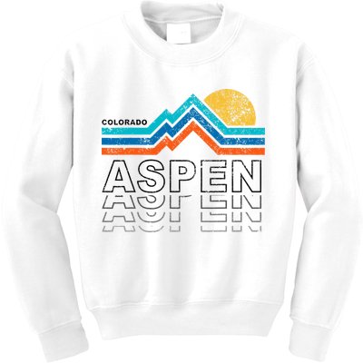 Aspen Colorado Co Mountain Skiing 80s Aspen Ski Kids Sweatshirt