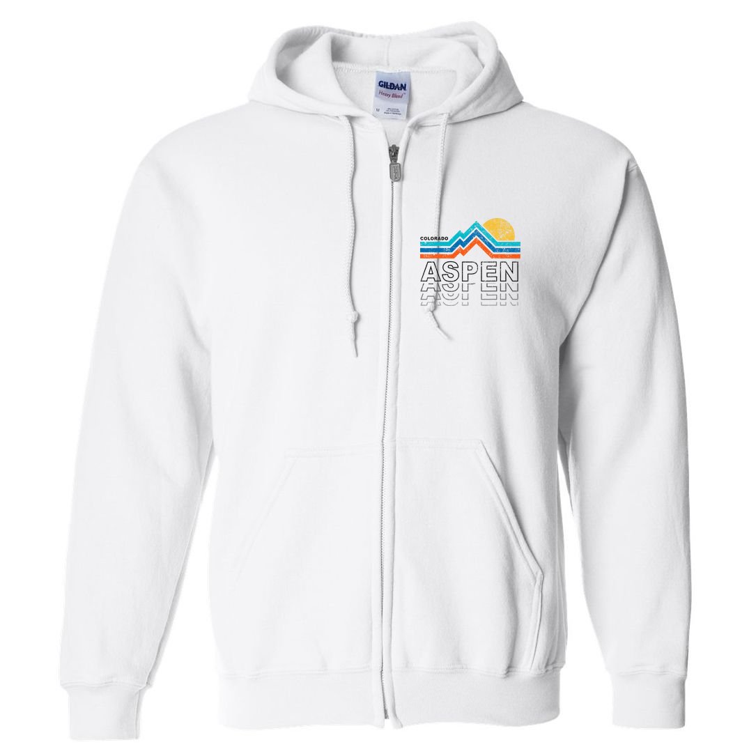 Aspen Colorado Co Mountain Skiing 80s Aspen Ski Full Zip Hoodie